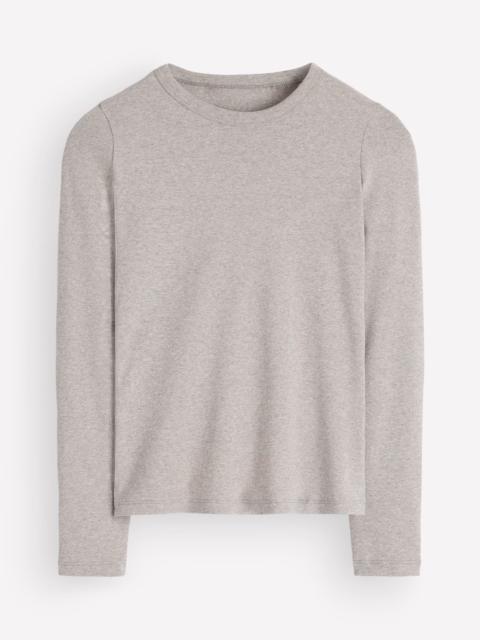 BODEN Annie Essential Crew Neck Top-Grey Marl