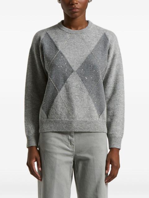 PESERICO argyle embellished sweater