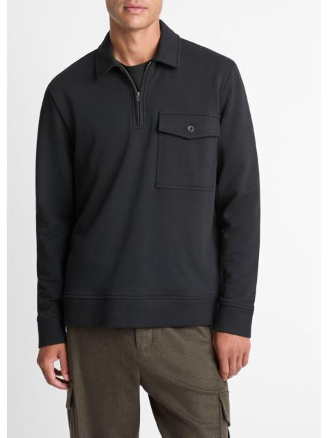 Vince Cotton-Blend French Terry Zip Polo Shirt