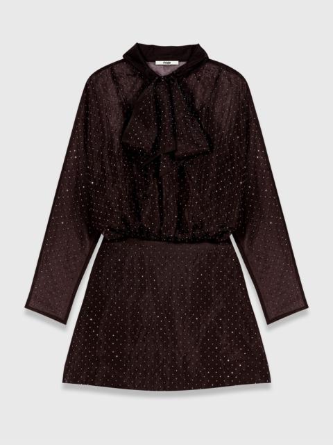 maje Short rhinestone tie-neck dress