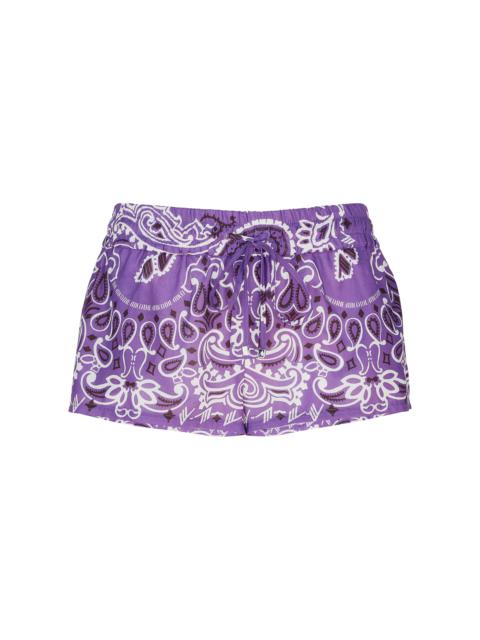 VIOLET, BROWN AND WHITE SHORT PANTS