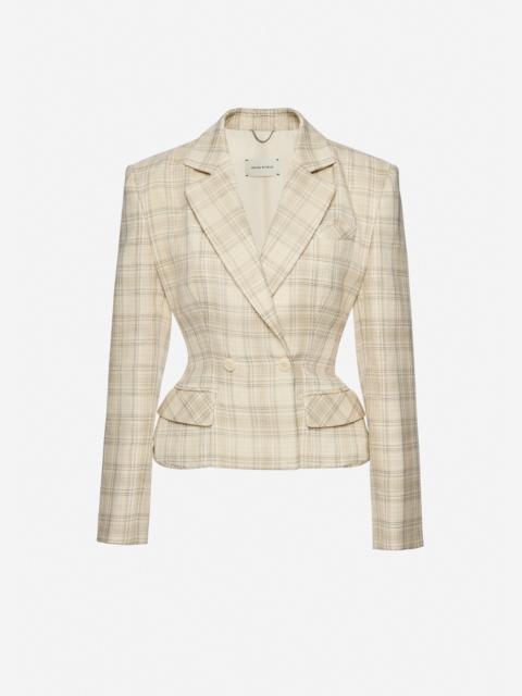 MAGDA BUTRYM Tailored cotton peplum blazer in cream check