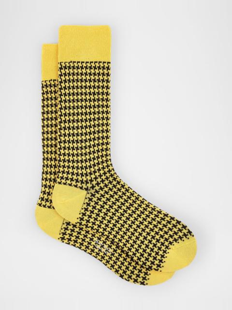 Paul Smith Men's James Houndstooth Gingham Crew Socks