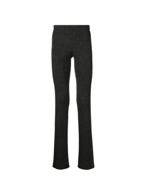 marl-knit ribbed flared trousers