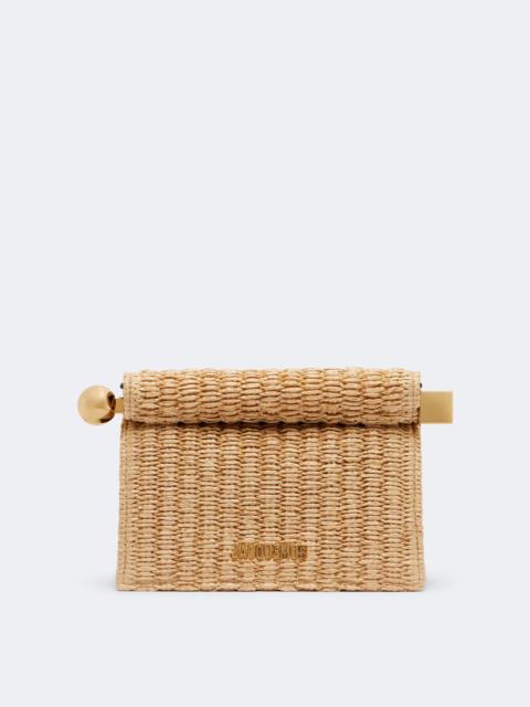 JACQUEMUS Rond Carré Small raffia clutch