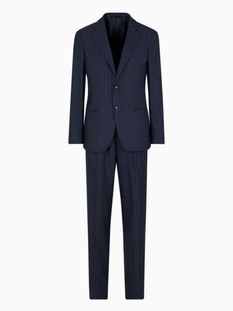 Single-breasted Soho line suit in pinstriped virgin wool