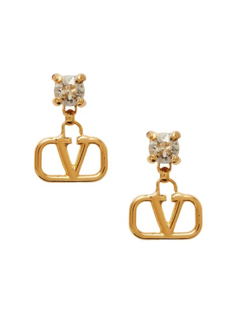 Valentino Women's VLogo Signature Earrings In Metal And Swarovski Crystals - Gold Crystal Silver
