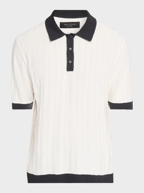 rag & bone Men's Zuma Stripe Contrast-Trim Polo Shirt