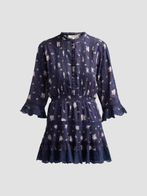 LoveShackFancy Women's Vesna Lace-Trim Floral Cotton A-Line Mini Dress - Inkwash