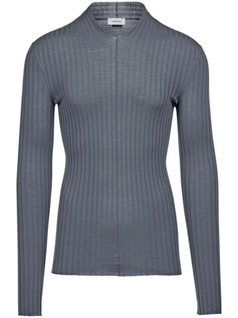 V-neck ribbed-knit jumper