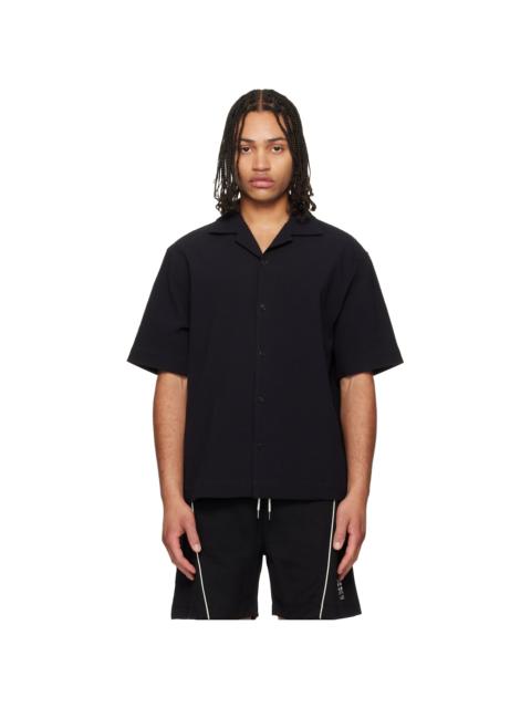 HUGO Black Oversized-Fit Stretch Cotton Seersucker Shirt