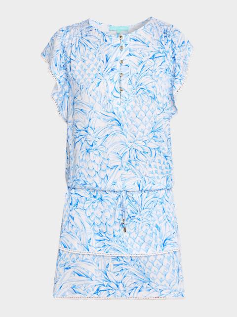 MELISSA ODABASH Lenni Pineapple Short-Sleeve Mini Dress