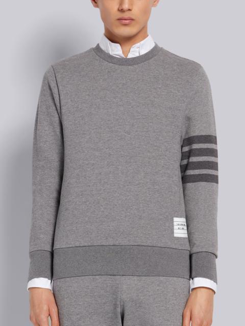 Medium Grey Cotton Loopback Relaxed Fit Tonal 4-Bar Crewneck Sweatshirt