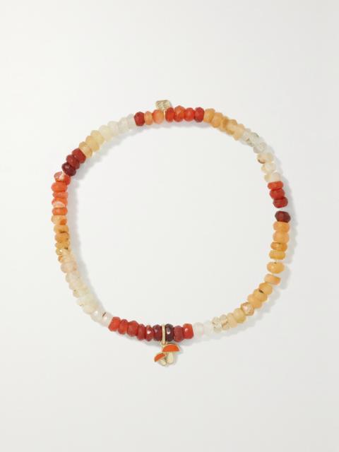 SYDNEY EVAN Mushroom 14-karat Gold, Enamel And Opal Bracelet