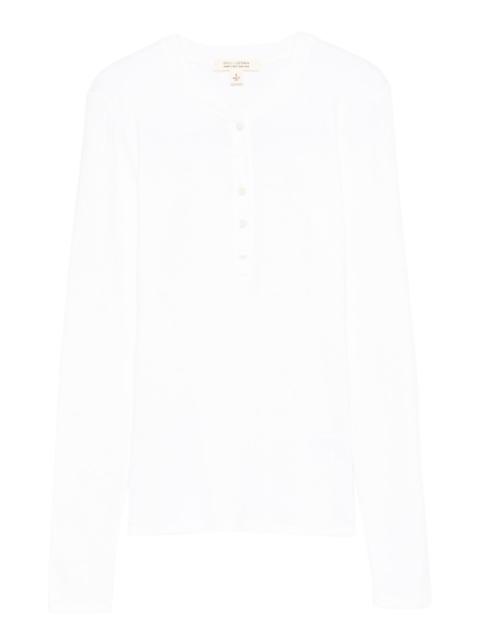 NILI LOTAN Jordan Henley long-sleeve buttoned polo top