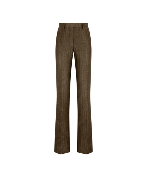 TOM FORD CROCO JACQUARD TAILORED STRAIGHT PANTS