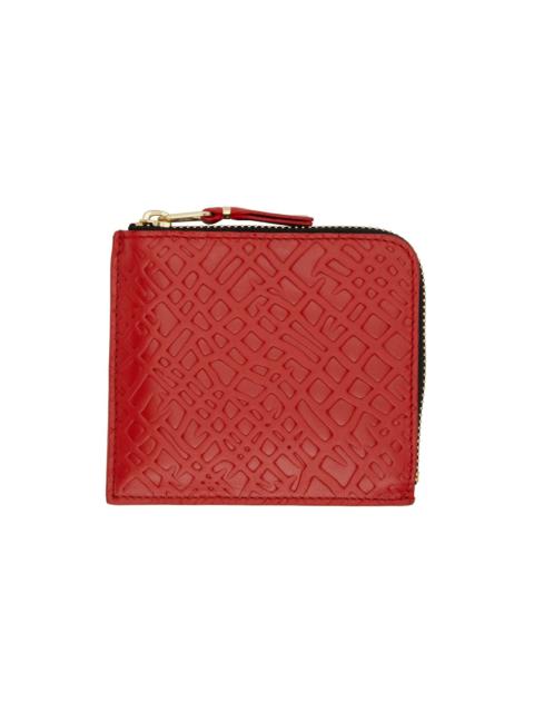 Comme Des Garçons Red Embossed Roots Half-Zip Wallet