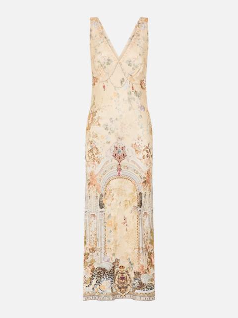 CAMILLA V-NECK JACQUARD SLIP DRESS