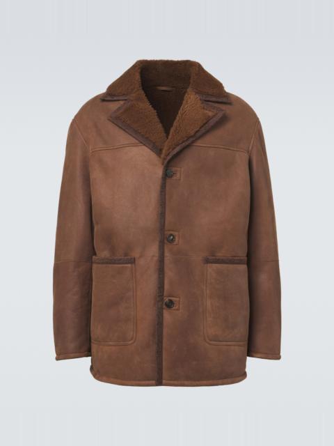 Etro Shearling-trimmed leather jacket