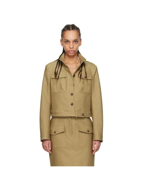 TOM FORD Khaki Stand Collar Cropped Safari Jacket