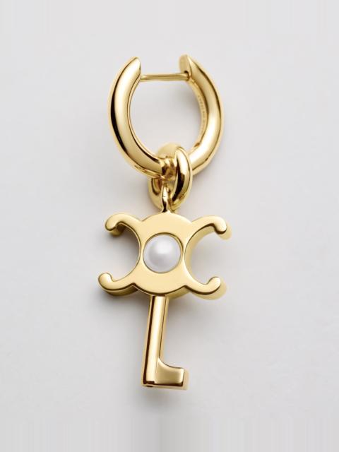 CELINE CELINE CHARMS KEY EARRING IN RESIN PEARL AND BRASS WITH GOLD FINISH