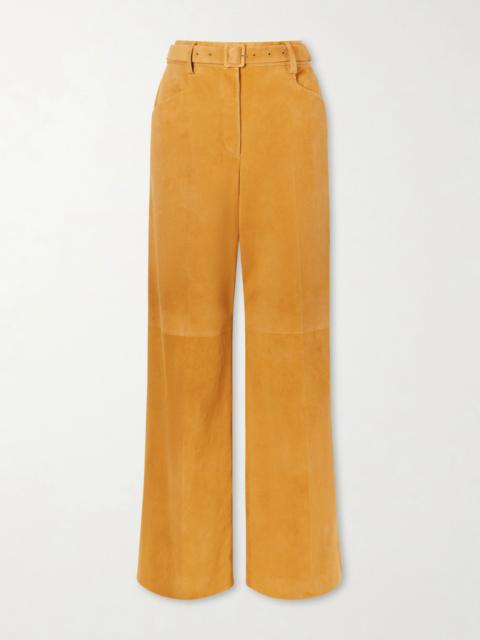 GABRIELA HEARST Norman Belted Suede Straight-leg Pants