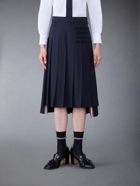Plain Weave 4-Bar Dropped Back Pleated Skirt