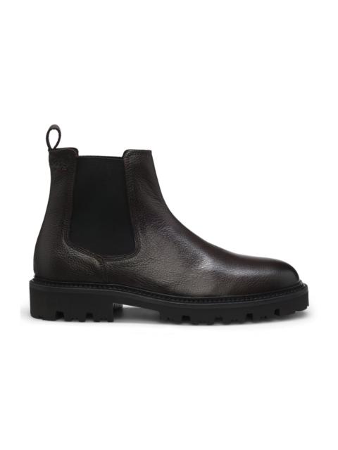 BOSS GRAINED LEATHER BOOTS WITH ELASTIC SIDE PANELS