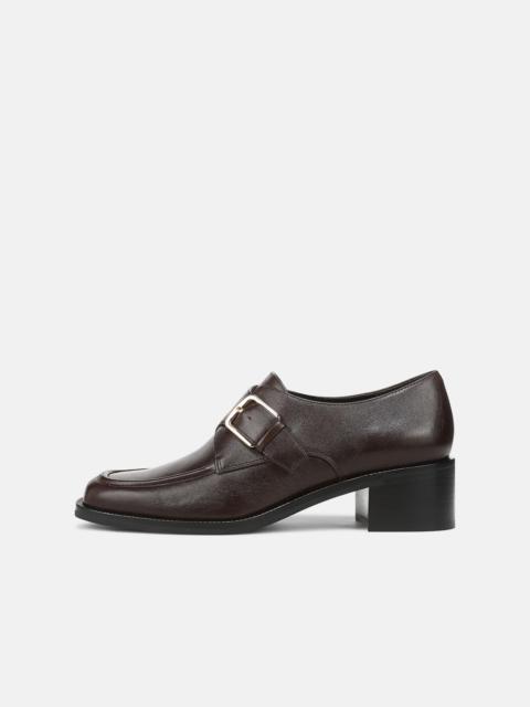Vince Lennox Leather Heeled Monk-Strap Loafer