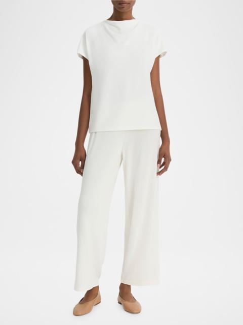 Vince Cowl-Neck Short-Sleeve Top