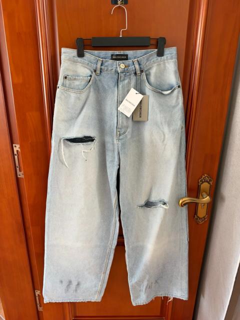 BALENCIAGA Balenciaga SS26 Cut Distressed Dirty Denim Jeans