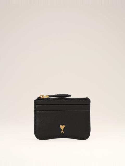 AMI Paris BLACK PARIS PARIS ZIPPED COWHIDE LEATHER CARD HOLDER