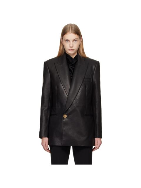 Balmain Black Tailored Lambskin Long Blazer