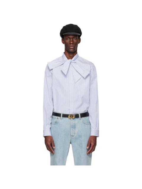 Valentino Blue & White VLogo Signature Classic Stripe Shirt