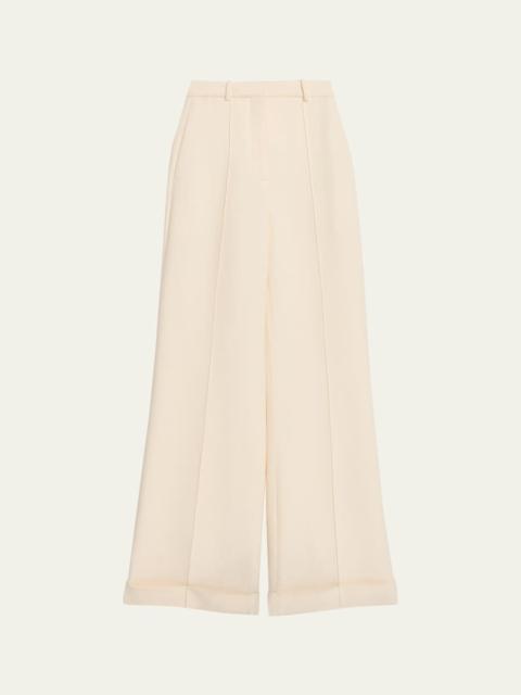 ADAM LIPPES High-Rise Cuffed Wide-Leg Trousers