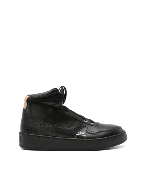logo-print leather high-top sneakers