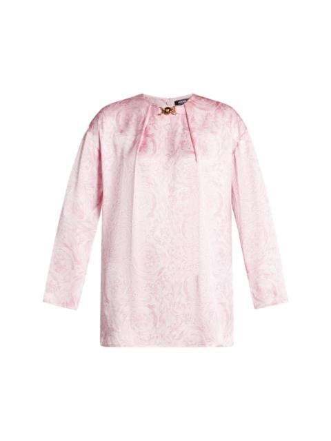 Barocco-print silk blouse