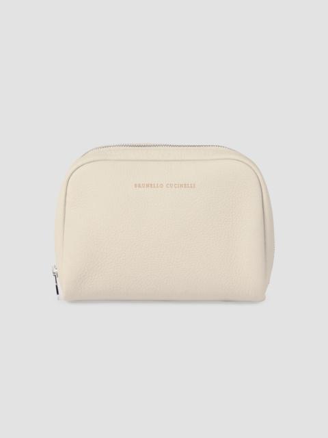 Brunello Cucinelli Fine Grain Calfskin Slim Beauty Case - Chalk