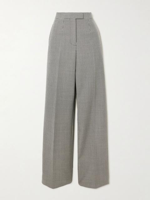 Alexander McQueen Pleated houndstooth wool and mohair-blend straight-leg pants Gray