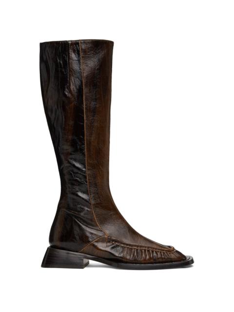 MIISTA Brown Pats Tall Boots