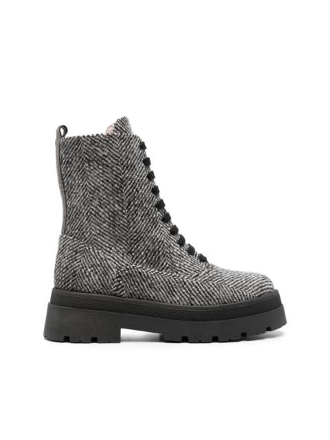 FABIANA FILIPPI herringbone-pattern lace-up ankle boots