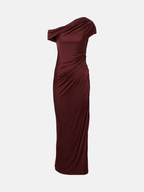GALVAN Asymmetric draped jersey maxi dress