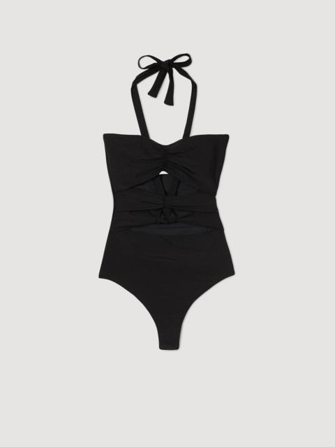 Sandro One-piece openwork swimsuit with ties