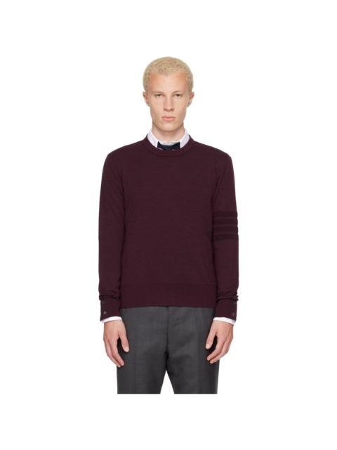 Thom Browne Burgundy Ottoman Milano Stitch 4-Bar Bomber Sweater