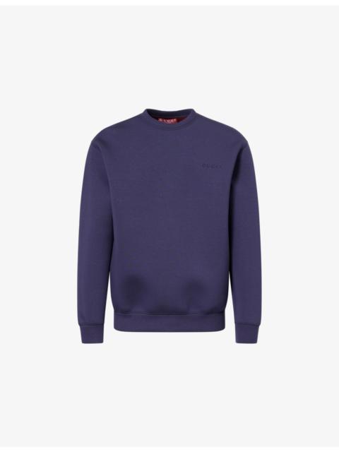 GUCCI Embroidered-Logo Long-Sleeve Stretch-Jersey Sweatshirt