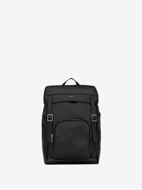 SAINT LAURENT city flap backpack in matte leather and nylon