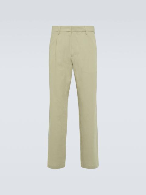 Cotton and silk straight pants