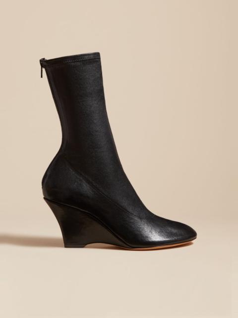 KHAITE The Apollo Wedge Boot in Black Leather