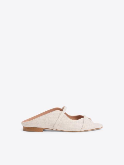 MALONE SOULIERS Norah Beige Linen Flat Sandals