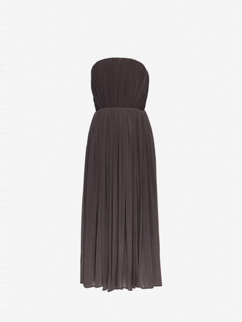 MAGDA BUTRYM Strapless pleated corset dress in brown